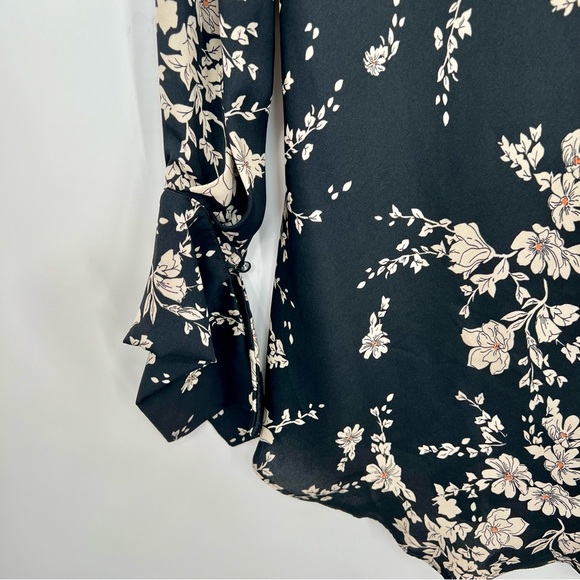 Free People Women Flounce Sleeve High Neck Mini Dress Black Floral Bareback S - Picture 9 of 10